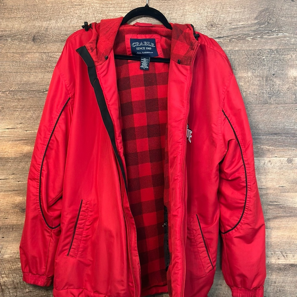 Vintage Ohio State Buckeyes Crable Jacket — Red Check Fleece Lined — Size Large - Picture 5 of 8